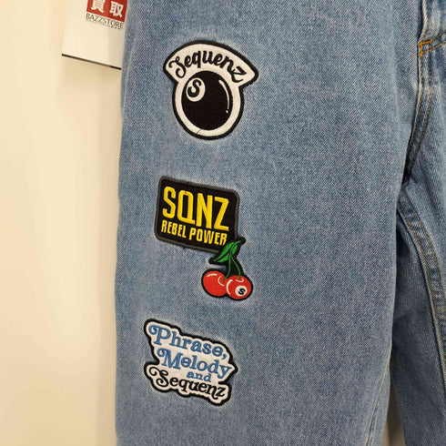 SEQUENZ WAPPEN EMB LOOSE DENIM CARGO PANTS メンズ M