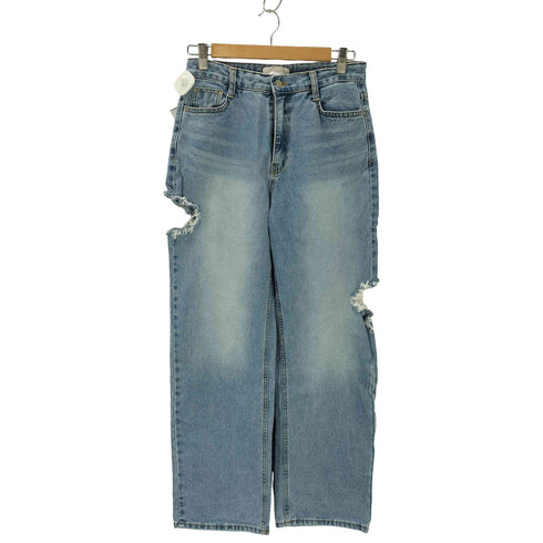 ミームセレクト me+em select カットアウトサイドスリットロングデニムパンツ レディース L