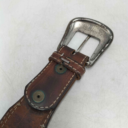 DOUBLE J SADDLERY 花柄 バックル ダブル ステッチング カービング ウエスタン レザー ベルト メンズ 38