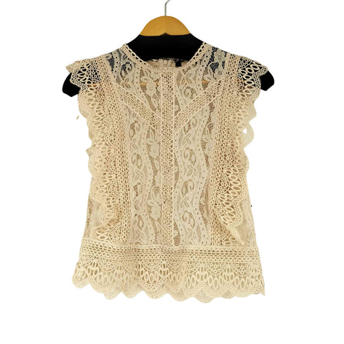 ザラ ZARA シアーカットワークトップス レディース import:S