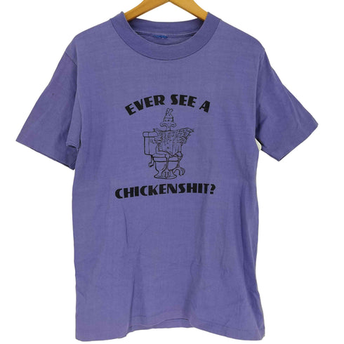 80-90S EVER SEE A CHICKENSHIT? プリント Tシャツ 袖シングルステッチ メンズ