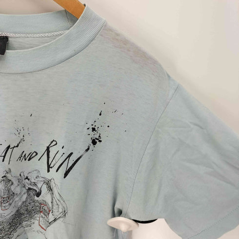 80S Running magazine EAT AND RUN アート プリント Tシャツ コピーライト 1981 袖シングルステッチ メンズ