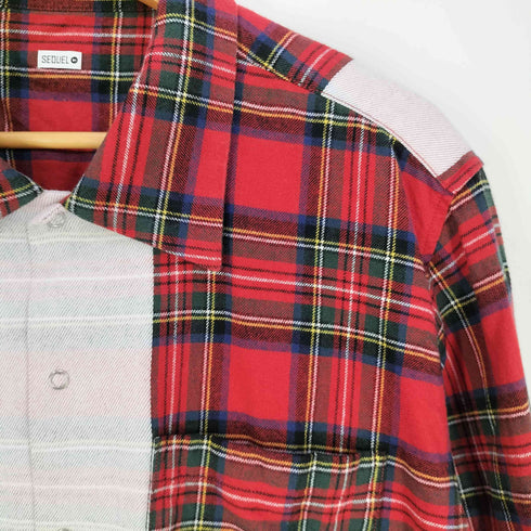 シークエル SEQUEL LINE CHECK SHIRT ライン チェックシャツ メンズ JPN:M