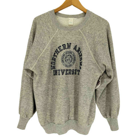 チャンピオン Champion 80S トリコタグ USA製 NORTHERN ARIZONA UNIVERSITY 3段 アーチ フロッキー カレッジ プリント ラグランスリーブ スウェット メンズ import:XL