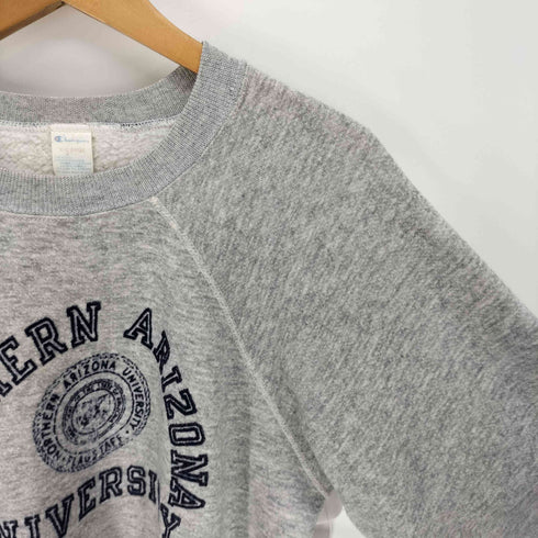 チャンピオン Champion 80S トリコタグ USA製 NORTHERN ARIZONA UNIVERSITY 3段 アーチ フロッキー カレッジ プリント ラグランスリーブ スウェット メンズ import:XL