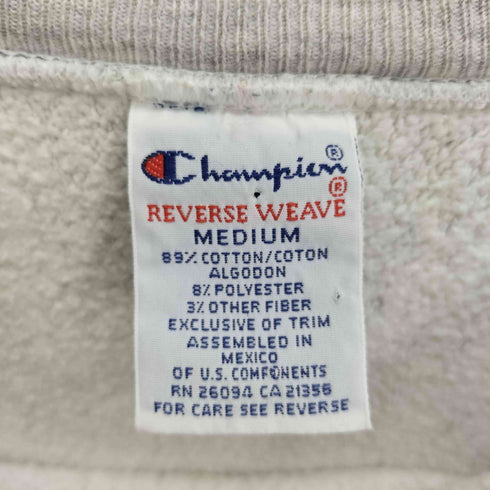 チャンピオン Champion 90S 刺繍タグ メキシコ製 REVERSE WEAVE リバースウィーブ NYU プリント セットインスリーブ スウェット ボロ メンズ import:M