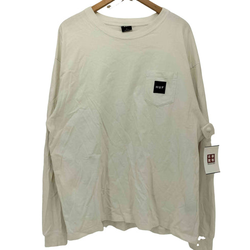ハフ HUF ロゴ 袖プリント ポケT ロングスリーブ クルーネックTシャツ メンズ XL
