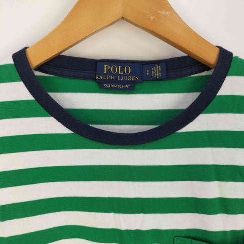ポロラルフローレン POLO RALPH LAUREN CUSTOM SLIM FIT カスタム スリム フィット ポニー刺繍 ボーダー ポケット Tシャツ メンズ import:S