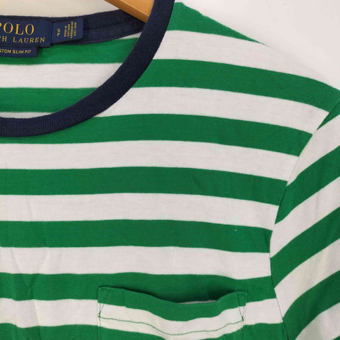 ポロラルフローレン POLO RALPH LAUREN CUSTOM SLIM FIT カスタム スリム フィット ポニー刺繍 ボーダー ポケット Tシャツ メンズ import:S
