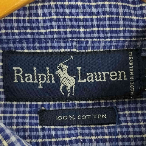 ラルフローレン RALPH LAUREN ポニー刺繍 ブロックチェック コットン ボタンダウンシャツ メンズ import:M