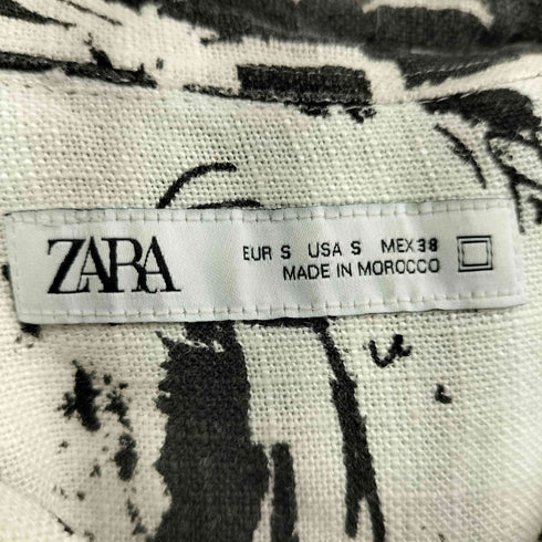 ザラ ZARA 総柄 L/S リネンシャツ レディース import:S