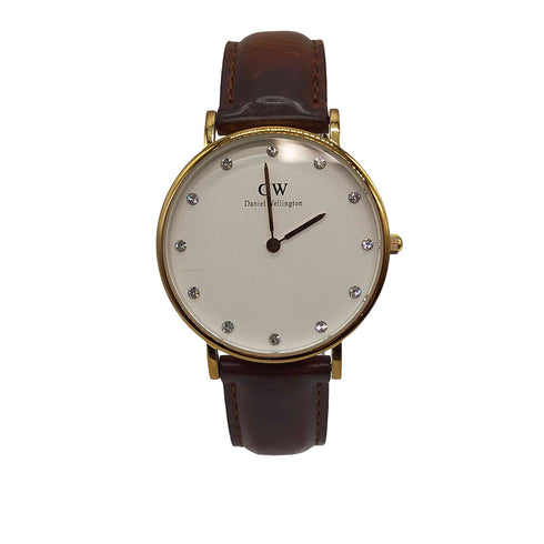 ダニエルウェリントン Daniel Wellington Classy O34R11 ポイント インデックス レザーベルト ラインストーンベゼル レディース