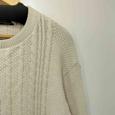 Binghamton Knitting USA製 ケーブルニットセーター メンズ M