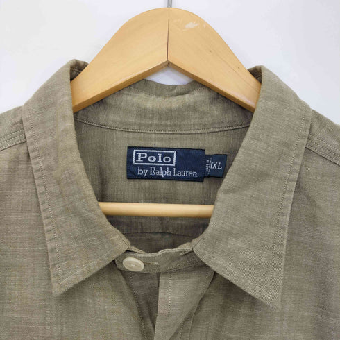 ポロバイラルフローレン Polo by RALPH LAUREN 90s チンスト ガチャポケ ブラウンシャンブレーシャツ メンズ import:XXL