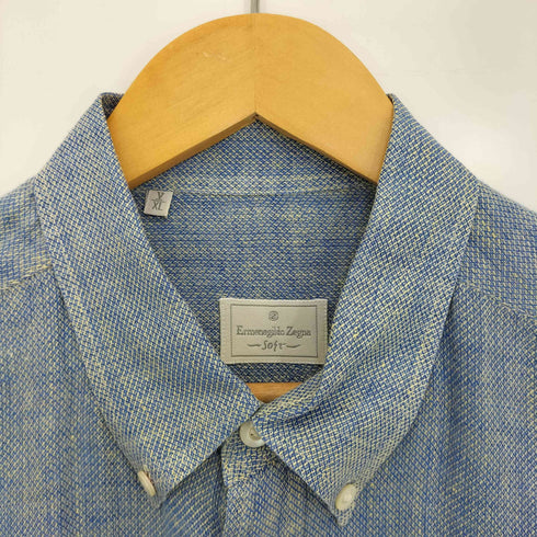 エルメネジルドゼニア Ermenegildo Zegna SOFT リネン 半袖ボタンダウンシャツ メンズ import:XL