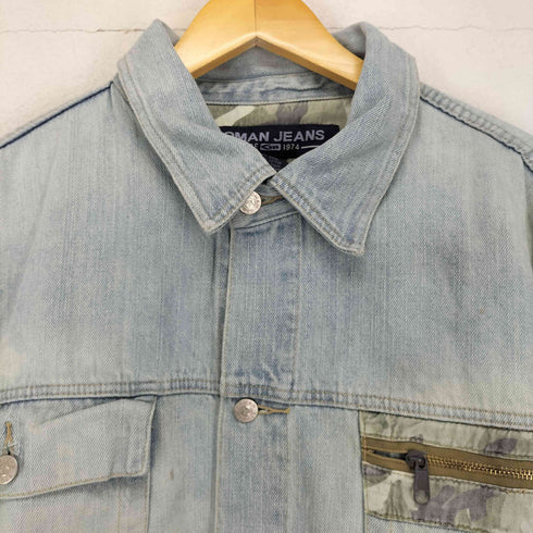 90s リネン コットン デニムカバーオール ジャケット メンズ JPN:XXL