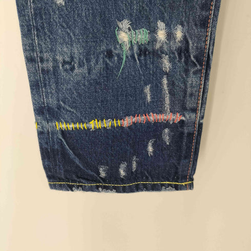ツモリチサト TSUMORI CHISATO カラフル刺繍 ダメージデニムパンツ レディース JPN:1