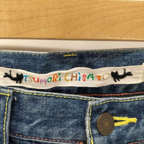 ツモリチサト TSUMORI CHISATO カラフル刺繍 ダメージデニムパンツ レディース JPN:1