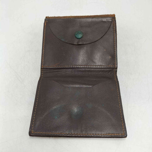 レザー 桜 リーフ 刻印 デザイン ボタン 二つ折り財布 ウォレット メンズ