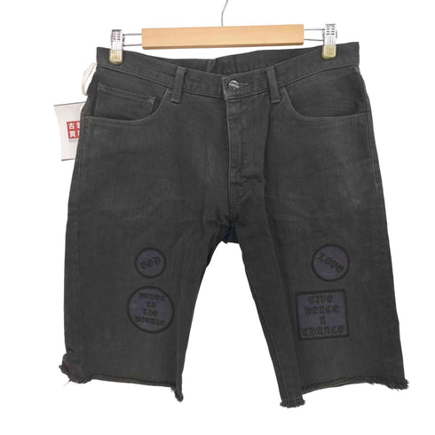 N NUMBER 04AW GIVE期 本人期 パッチワークワッペン ブラックデニムショートパンツ メンズ 3