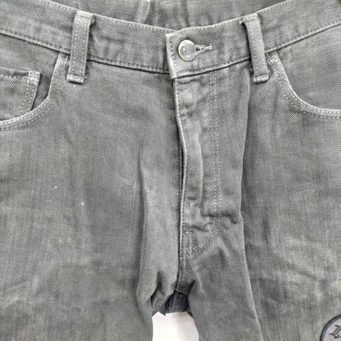 N NUMBER 04AW GIVE期 本人期 パッチワークワッペン ブラックデニムショートパンツ メンズ 3