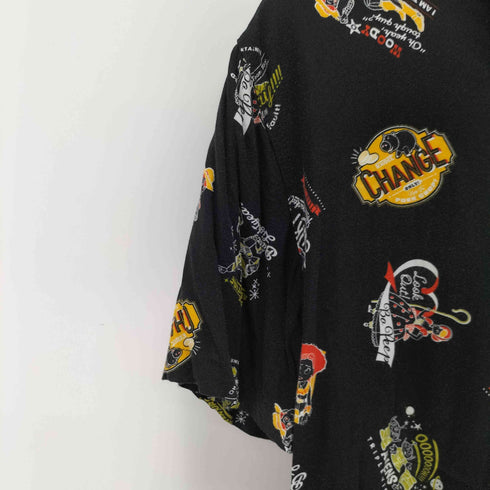 キャラクター総柄 S/S レーヨンオープンカラーシャツ メンズ JPN:L