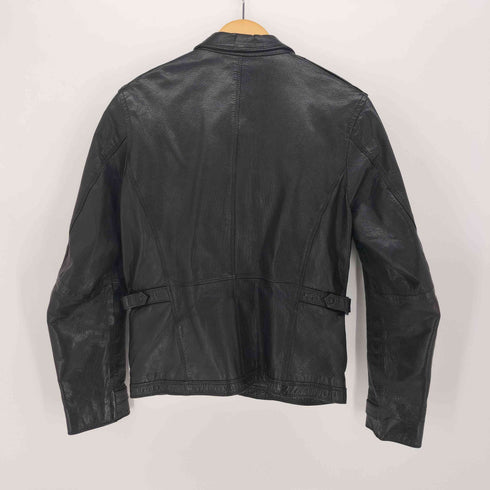 BARK TANNAGE GOAT SKIN 山羊革 ダブルジップ レザー シングルライダース ジャケット メンズ 44