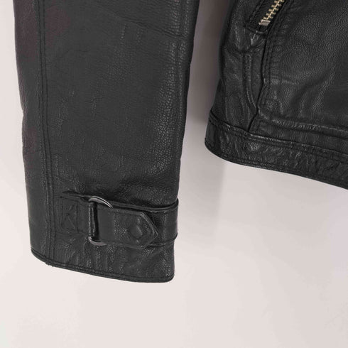 BARK TANNAGE GOAT SKIN 山羊革 ダブルジップ レザー シングルライダース ジャケット メンズ 44