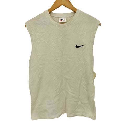 ナイキ NIKE 90S 白タグ スウッシュ 刺繍 リメイク ノースリーブ クルーネック メンズ import:L
