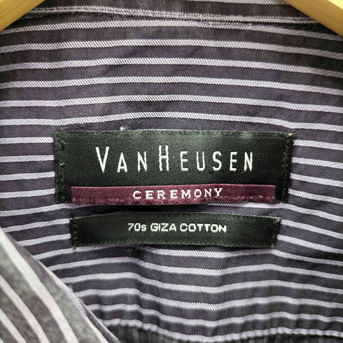 ヴァンヒューゼン VAN HEUSEN CEREMONY 70S GIZA COTTON ギザ コットン ワイドカラー L/S ストライプ シャツ メンズ 39 15