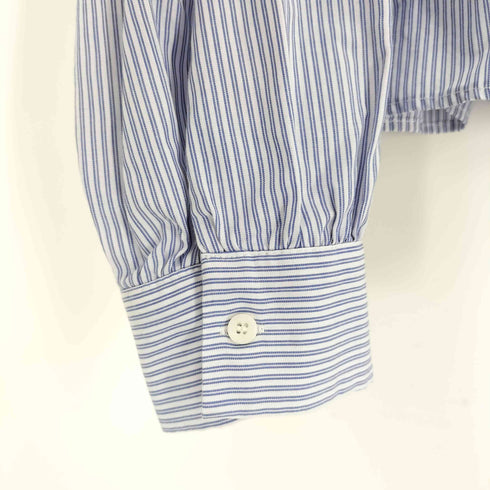 ザラ ZARA フリル付き ポプリン ストライプ シャツ ブラウス レディース import:M