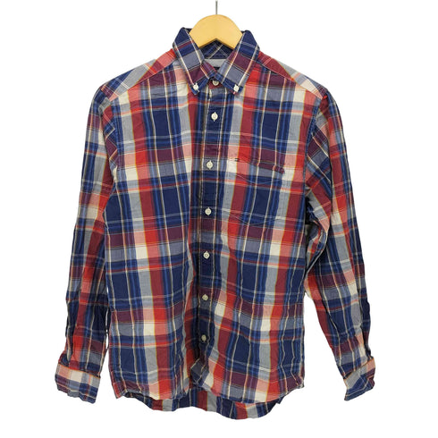 トミーヒルフィガー TOMMY HILFIGER ロゴ刺繍 チェック柄 ボタンダウン L/S シャツ メンズ import:XS