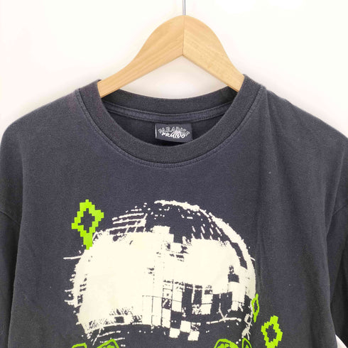 パラダイス PARADISE DISCO 地球 ヤシの木 デジタル デザイン 両面プリント L/S クルーネック Tシャツ メンズ JPN:L