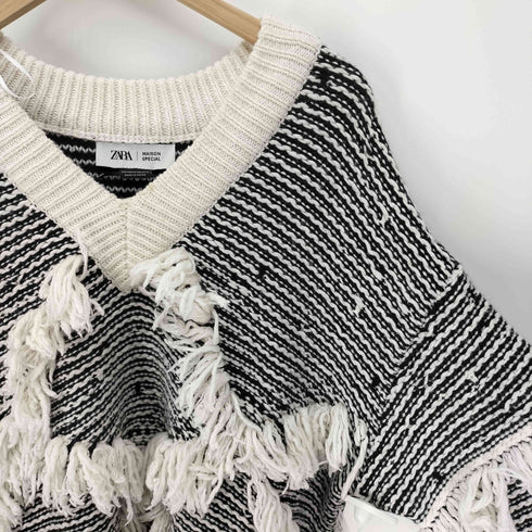ザラ ZARA フリンジ ジャガード セーター ニット レディース import:M
