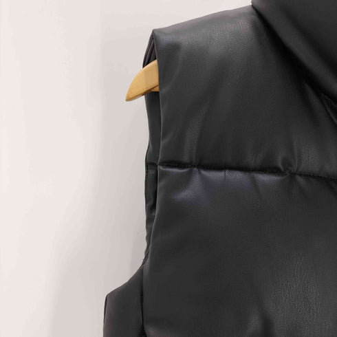 ザラ ZARA 中綿 フェイクレザーベスト レディース import:XS