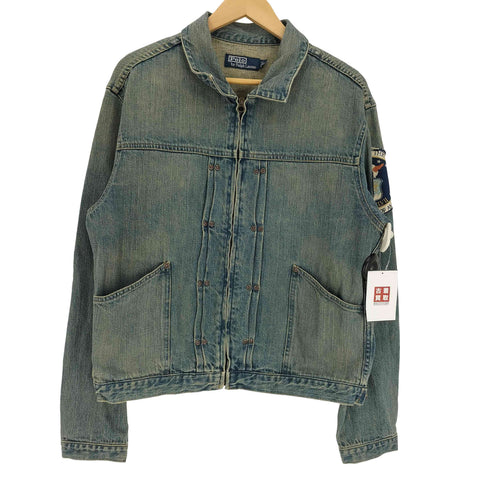 ポロバイラルフローレン Polo by RALPH LAUREN 2nd Type DEPARTMENT OF THE AIR FORCE アメリカ空軍 ワッペン ジップアップ デニム ジャケット Lampoジップ メンズ LL