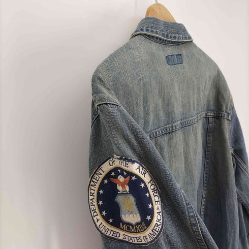 ポロバイラルフローレン Polo by RALPH LAUREN 2nd Type DEPARTMENT OF THE AIR FORCE アメリカ空軍 ワッペン ジップアップ デニム ジャケット Lampoジップ メンズ LL