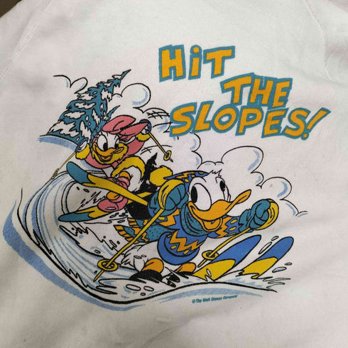 80-90S HIT THE SLOPES アニメ キャラクター 背面 プリント ラグランスリーブ クルーネック スウェット コピーライト メンズ