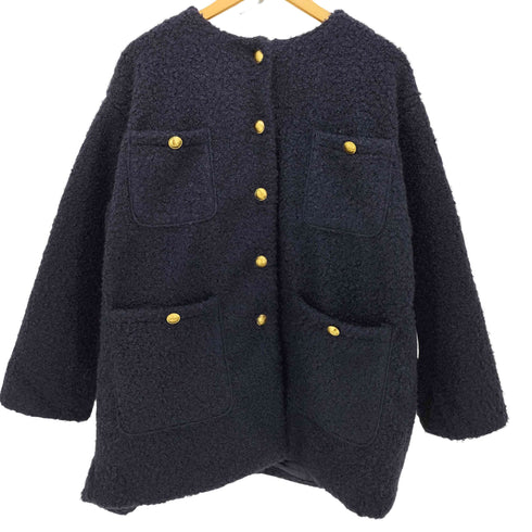 コカ coca プードルボア金釦ノーカラーコート 金ボタン レディース