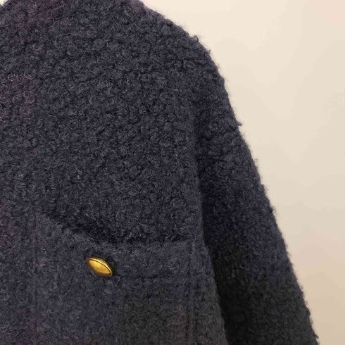 コカ coca プードルボア金釦ノーカラーコート 金ボタン レディース