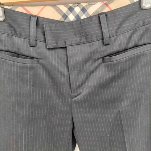 バーバリーロンドン BURBERRY LONDON フロントポケット ストライプ ノータック フレア スラックスパンツ レディース 150A