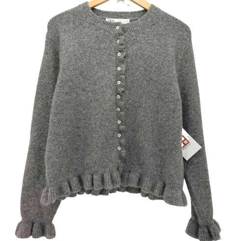 ザラ ZARA 2025SS フリルニットカーディガン レディース import:L