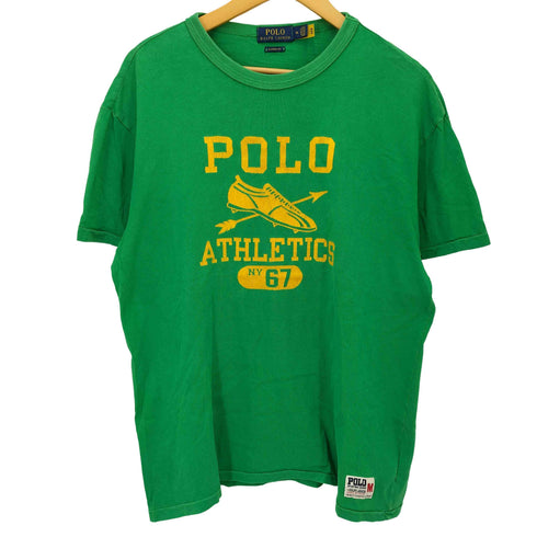 ポロラルフローレン POLO RALPH LAUREN CLASSIC FIT POLO ATHLETICS アロー カレッジ クラック プリント クルーネック Tシャツ レディース import:M