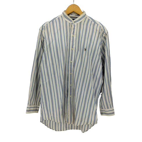ラルフローレン RALPH LAUREN YARMOUTH ポニー刺繍 ストライプ バンドカラー L/S シャツ メンズ 15 1/2 -33