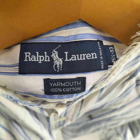 ラルフローレン RALPH LAUREN YARMOUTH ポニー刺繍 ストライプ バンドカラー L/S シャツ メンズ 15 1/2 -33