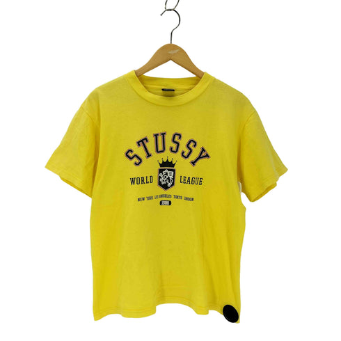 ステューシー Stussy 90S 紺タグ USA製 WORLD LEAGUE プリント クルーネック半袖Tシャツ メンズ JPN:M