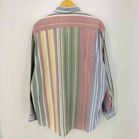 トミーヒルフィガー TOMMY HILFIGER コットン ワンポイント刺繍 マルチストライプ B.D L/S シャツ メンズ import:M