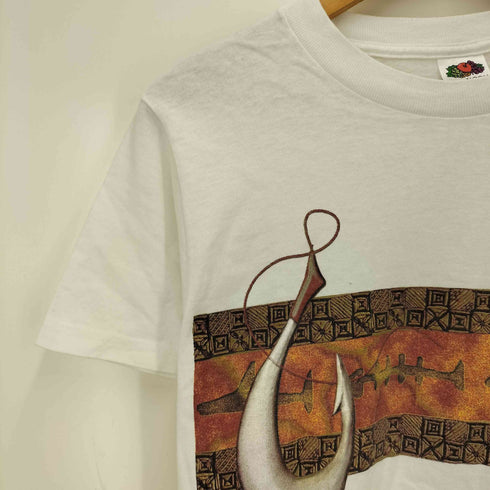 00S FRUIT OF THE LOOM HEAVY ボディ Hawaii ボーンカービング フィッシュ 壁画 プリント クルーネックTシャツ メンズ import:S