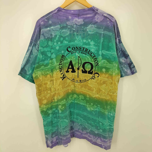 90S TSFボディ USA製 AΩ ロゴ プリント タイダイ染 クルーネック Tシャツ シングルステッチ メンズ import:XL