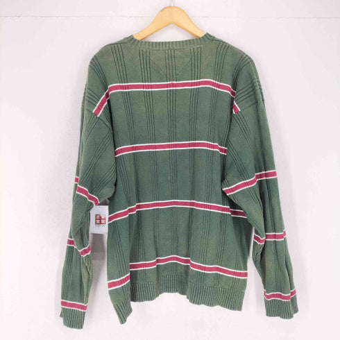 トミーヒルフィガー TOMMY HILFIGER 裾ロゴ刺繍ボーダーリブニット メンズ JPN:L